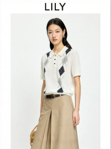 Lily | POLO Collar & Diamond Pattern Tencel Knitwear