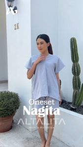 Altalita - One Set Cringkle Airflow Baju Tidur Wanita Dewasa Kekinian Setelan Piyama Babydoll V Neck Jumbo