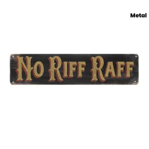 CIFbuy | Vintage No Riff Raff Metal Sign Distressed Red Gold Wall Decor 4x16 Inch
