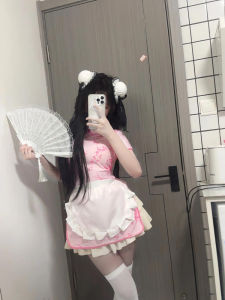 New Chinese Style Cheongsam Dress Halloween Christmas Cosplay Uniform Short Sleeve Maids Uniform Short Cheongsam Daily Wear