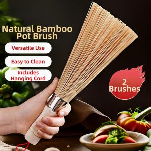 Bamboo Pot Scrub Brush Kitchen Tool