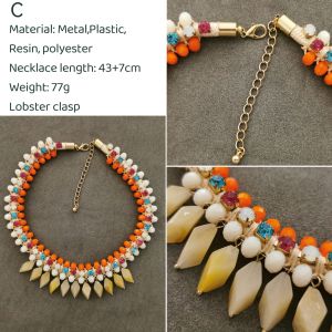 DaVee | Vintage Resin beaned imitation stones Necklace choker layer necklace