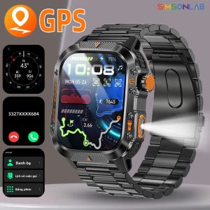 Đồng Hồ Thông Minh Thể Thao Ngoài Trời Dành Cho Nam Với GPS Tần Số Kép Gọi Không Dây Chống Nước 3ATM Đèn Pin LED La Bàn Tương Thích Với Android Wear Và iOS