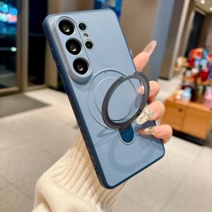 Luxury 360° Rotation Stand Magnetic Silicone Case for Samsung Galaxy S22 S24 Plus S23 S25 S26 Ultra for Magsafe Shockproof Cover