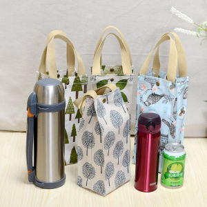 Portable Water Bottle Storage Bag Small Handle Outdoor Large Capacity Cup Holder Handbag Durable Waterproof Cup Case