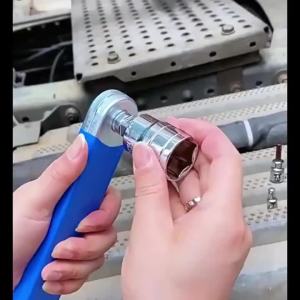 Compact Offset Extension Wrench with 4 Adapters Dual Purpose Impact Socket Ratchet for Automotive Repair Tight Spaces