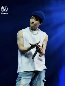 240G Pure Cotton Jackson Wang Same Sports Vest Men Loose Summer Fashion Brand Ins Pure Color Workout Sleeveless T-Shirt