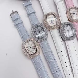 FM นาฬิกาผู้หญิง หรูหรา รุ่น Geneve Galet หน้าปัดคริสตัลทั้งเรือน สายนาฬิกา หนัง PU ขนาด 38 มม แถมกล่องหนังฟรี