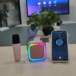 SG RGB Led Mini Portable Wireless Karaoke Bluetooth Audio Small Speakers Mic with Microphone Home Party Box K12