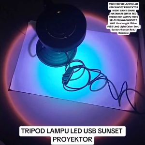 V159 TRIPOD LAMPU LED USB SUNSET PROYEKTOR NIGHT LIGHT SINAR MATAHARI SURYA RED PROJEKTOR LAMP SLEEP