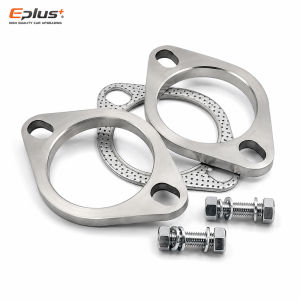 Universal 2-Hole Exhaust Connection Flange Assembly 304 Stainless Steel Flanges Kit Heat-resistant Seal Gasket for Car Exhaust