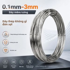 Dây Cáp Thép Không Gỉ Nguyên Khối Sợi Đơn Mềm Cứng Vừa Phải Đường Kính 0.1-3.0mm Dùng Để Buộc Và Làm Dây Cáp.