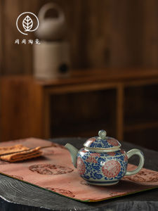 Bộ Trà Gốm Sứ Cỡ Lớn Cổ Điển Từ Jingdezhen Vòm Trà Hoa Sen Đỏ Bằng Gốm Truyền Thống Trung Quốc Dùng Tại Nhà