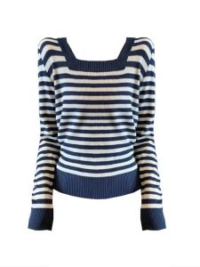 พลัสไซส์ ผู้หญิง แขนยาวถัก คอกลม ลายทาง เสื้อคลุมลาย เสื้อท่อนบน สําหรับ ฤดูใบไม้ผลิ ฤดูใบไม้ร่วง พลัสไซส์ เสื้อผ้า ลำลอง สวมใส่