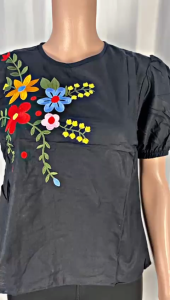 Blouse Atasan Top 1036-80 Bahan Katun Paris Motif Bordir LD 98 PJ 55 CM