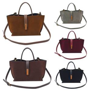 MOJOYCE Womens Faux Suede Tote Bag with Stylish Design and Spacious Interior Perfect for Outdoor Travel Work and Casual Use in Neutral Tones