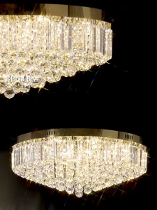 Nordic LED Crystal Bedroom Lights Modern Ceiling Lamp Tricolor Chandelier lights for Living Room With Remote