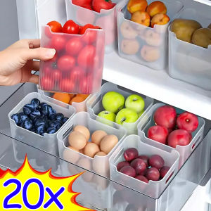 Dizoey 1/20PCS Refrigerator Storage Boxes Food Fresh Organizer Cold Storage Crisper Fruit Spice Food Container Boxes Home Kitchen Boxes