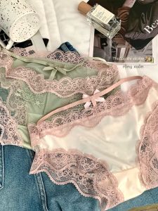 Pháp Sang Trọng Satin Ren Quần Lót Nam Nữ Thấp Vòng Eo Tam Giác Quần Tuổi Teen Quyến Rũ Bán Trong Suốt Mỏng Thoải Mái Mùa Hè Bé Gái