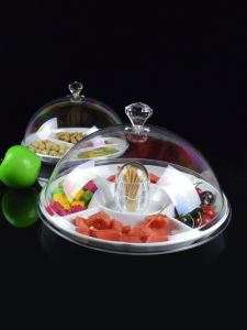 Melamine Compartment Sampling Plate Tasting Bread Fruit Dessert Sampler Box Plastic Transparent Cover with Lid Snack Dish
