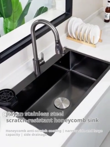 Kitchen Sink 304 Stainless Steel Sink Single Hole Sink Thickness 3.0MM Black Sink