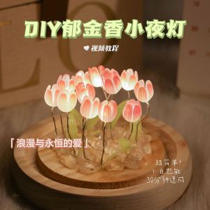 创意小夜灯郁金香材料包发光家居摆件送女友创意礼物氛围灯送闺蜜 Creative small night light atmosphere of home furnishing articles light present