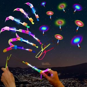5/10Pc LED Flying Arrow Rocket Toys - Rubber Band Catapult Helicopter Light Party Fun Best Gifts For Kids Outdoor Play