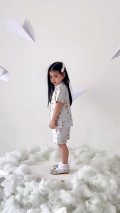 Harlow Kids - New Fluffy Tencel  Kids/ Piyama Piyama Tencel/ Piyama Set Anak/ Pajamas Set/ Baju Tidur Anak Perempuan/ Baju Tidur Lengan Pendek