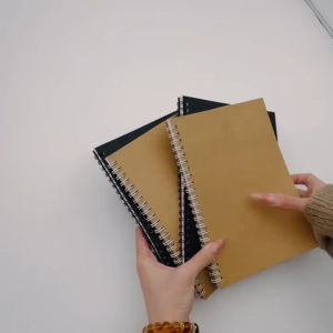 60Sheets A5 Kraft Cover Composition Notebook Coil Notebook School Supplies Set for High School Stationery Set for Kids