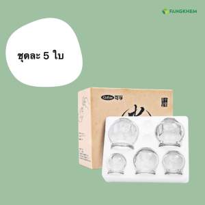 ชุดครอบแก้วไฟ ยี่ห้อเค่อฝู่ (Cofoe) ถ้วยครอบแก้วเบอร์1-เบอร์5 คละขนาด ใช้สำหรับสปาและกายภาพบำบัด Cofoe fire cupping set By Fangkhem