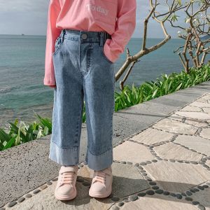 Quần Jeans Denim Ống Rộng Thời Trang Cho Bé Gái Quần Dài Thường Ngày Mùa Xuân Thu Quần Áo Trẻ Em Phong Cách Hàn Quốc Quần Dài