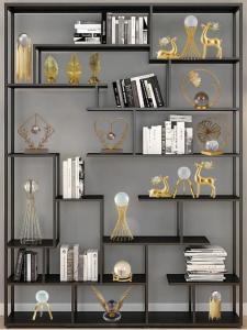 Elegant Metal Office Decorations Geometric Artifacts Creative Iron Art Home Decor Crystal Ball Wheat Spike European Style