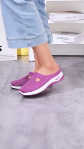 Korean Women Fly Woven Breathable Walking Shoes Breathable Rubber Wedge Leisure Shoes Comfortable Jogger Sneakers
