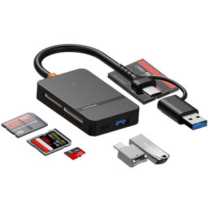 Kebidumei | Kebidumei USB C 8-in-1 Card Reader Multi-functional Card Reader Adapter Support SD/TF/CF/MS 5Gbps Write Read U Disk Flash Reader