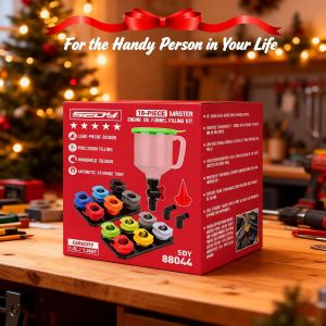 18-Piece Engine Oil Funnel Set 1.36 qt Automotive Oil Funnel Kit with 12 Adapters Elbow Fitting Arrow Screen Magnetic Storage