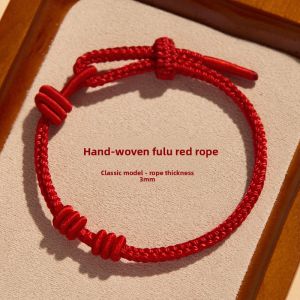 QINGXIANGTAI | Red Rope DIY Charm Bracelet Half Finished