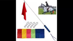 OUHOE | Horse Training Flags With Telescopic Flagpole Tour Guide Flagpole Set Portable Horseback Riding Gear Vibrant Colors
