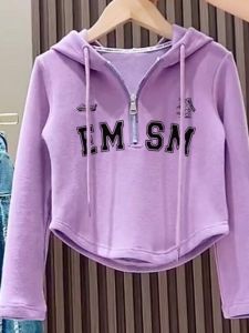 Girl T-shirt Long Sleeve Spring and Autumn Bottoming Shirt Western Style Fashion Hooded Sweatshirt Casual Children High Waist Crop Top