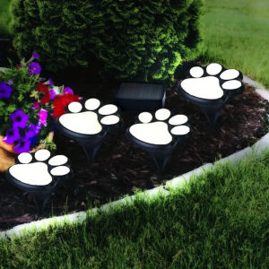 4PCS Paw Print Solar Outdoor Lights Solar Lights Outdoor Cats Paw Light Cat Puppy Animal Garden Light Path Lamp Walkway Light