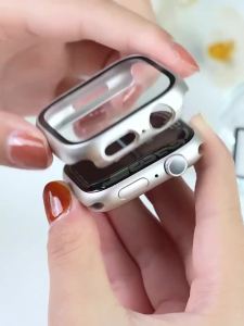 Tempered Glass+cover For Apple Watch Accessories 45mm 41mm 44mm 40mm 42mm Screen Protector Apple watch Case serie 9 4 5 6 SE 7 8