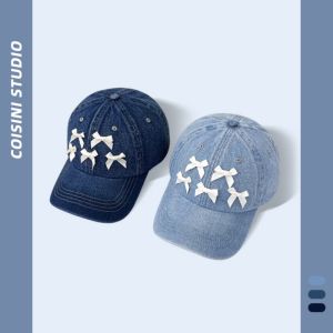 【WJ】หมวกแก๊ปสไตล์เกาหลี Bowknot Instagram หมวกผู้หญิงฤดูใบไม้ผลิและฤดูร้อนใหม่ หมวกเบสบอลแฟชั่นคาวบอย หมวกแก๊ปกันแดดและแดด