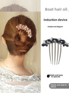 Fashionable Bun Headband Diamond Hair Comb Womens High-End Feeling Hair Accessories Original Design Fresh out Pearl W2024041501