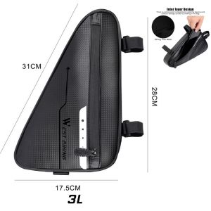 West Biking | WEST BIKING Bicycle Triangle Frame Bag 0.6L Waterproof 900D Nylon Bike Storage Bag Reflective MTB Road Cycling Triangle Pouch