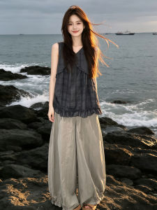 Y6Y | Fashionable OOTD Summer Sleeveless Vest and Wide Leg Pants Set