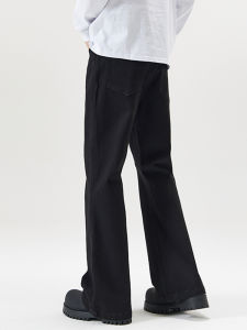 กางเกงยีนส์ทรงหลวมขาตรงสีดำบริสุทธิ์สไตล์อเมริกันสำหรับผู้ชาย กางเกงขายาวทรงหลวม ทรงตรง ทรงหลวม ทรงหลวม ทรงหลวม