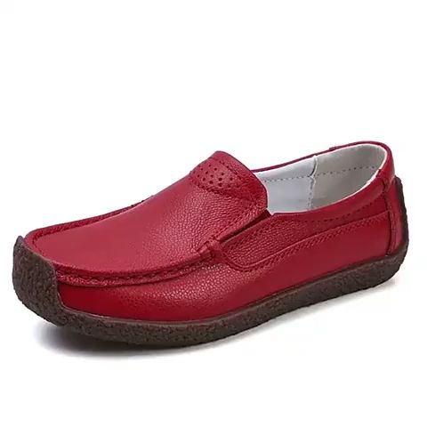 LUOXIWEI Women’s Loafer Shoes Genuine Cow Leather Flats Slip Ons Moccasins  Topsider Ladies Boat shoes Leisure Walking Business Comfortable Lightweight 