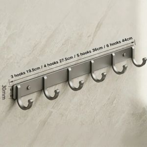 Aluminum Wall Hook Rack – No-Drill Adhesive/Screw Mount 2Colors 3-6Hooks Heavy Duty Organizer for Bathroom Kitchen Entryway