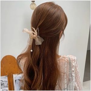 Korean Style Tassel Mesh Bow Hairpin Womens Updo Tassel Hairpin Shark Hairpin Hairpin On The Back Of The Head Hairpin Gripper