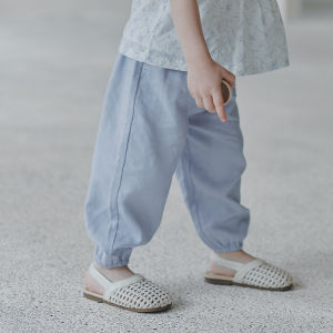 OAK FAMILY | กางเกงขายาวทรงลำลองผ้าลินินผสมลินินและเทลเลอร์สำหรับเด็กชายและเด็กหญิง Oak Family กางเกงขายาวฤดูร้อนสำหรับเด็ก