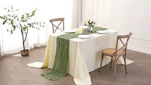 Crinkle Table Runner Wedding Halloween New Year Valentine Xmas Birthday Cheesecloth Tablecloth hijab